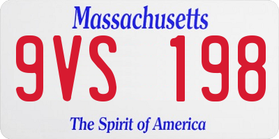 MA license plate 9VS198