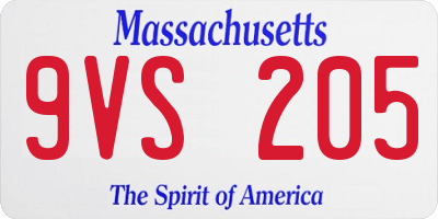 MA license plate 9VS205