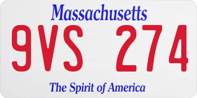 MA license plate 9VS274