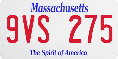 MA license plate 9VS275
