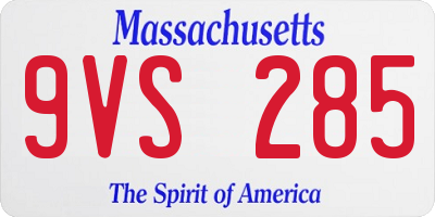 MA license plate 9VS285