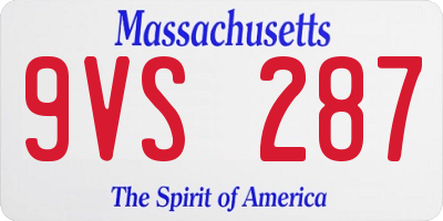 MA license plate 9VS287