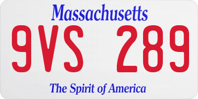 MA license plate 9VS289