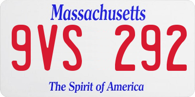 MA license plate 9VS292