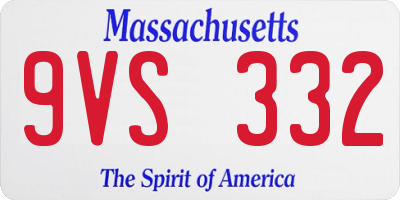 MA license plate 9VS332