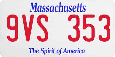 MA license plate 9VS353