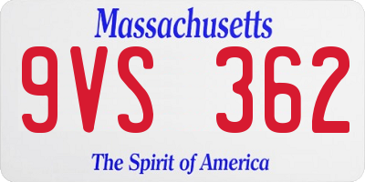 MA license plate 9VS362