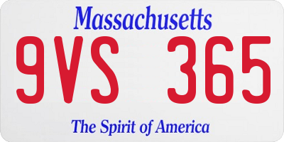 MA license plate 9VS365