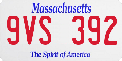 MA license plate 9VS392