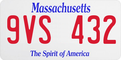 MA license plate 9VS432