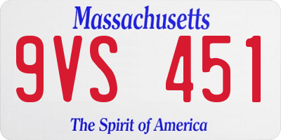 MA license plate 9VS451