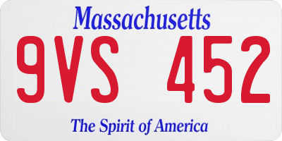 MA license plate 9VS452