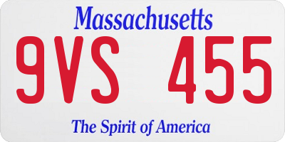 MA license plate 9VS455