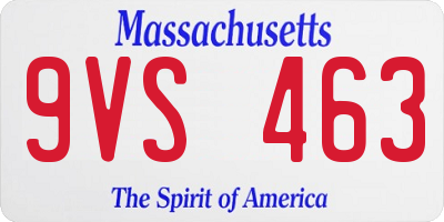 MA license plate 9VS463