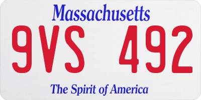 MA license plate 9VS492