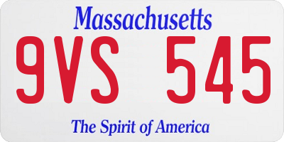 MA license plate 9VS545