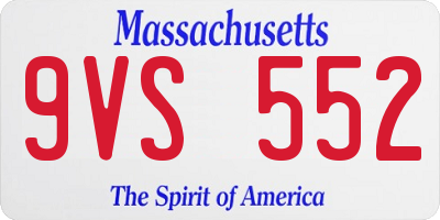 MA license plate 9VS552