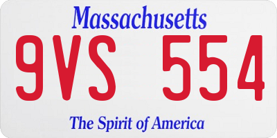 MA license plate 9VS554