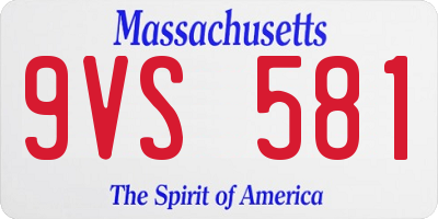 MA license plate 9VS581