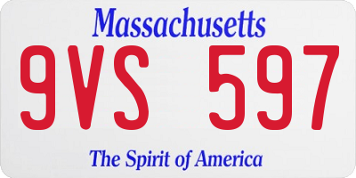 MA license plate 9VS597