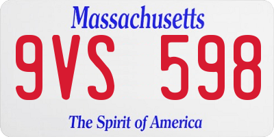 MA license plate 9VS598