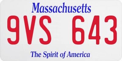 MA license plate 9VS643