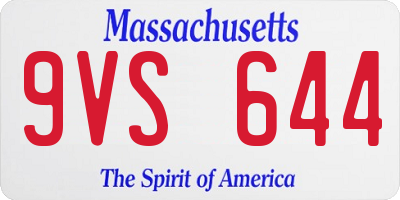 MA license plate 9VS644