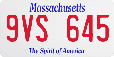 MA license plate 9VS645