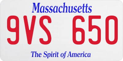 MA license plate 9VS650