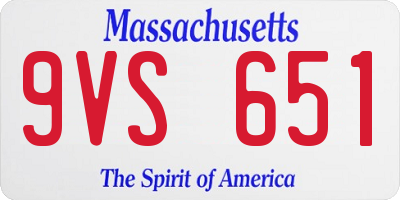 MA license plate 9VS651