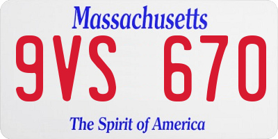MA license plate 9VS670
