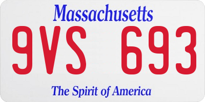 MA license plate 9VS693