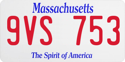 MA license plate 9VS753