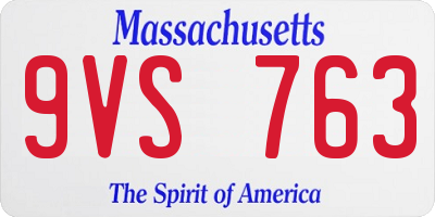 MA license plate 9VS763
