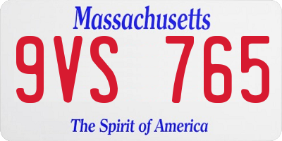 MA license plate 9VS765