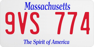 MA license plate 9VS774