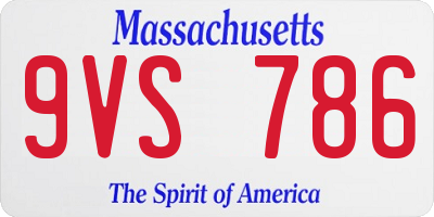 MA license plate 9VS786