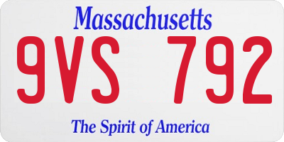 MA license plate 9VS792