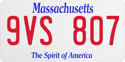 MA license plate 9VS807