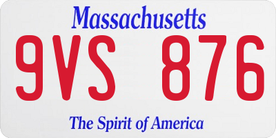 MA license plate 9VS876
