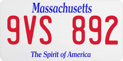 MA license plate 9VS892