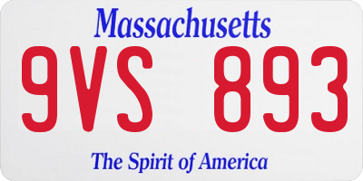 MA license plate 9VS893