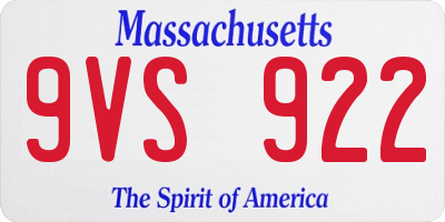 MA license plate 9VS922
