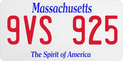 MA license plate 9VS925
