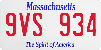 MA license plate 9VS934