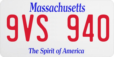 MA license plate 9VS940