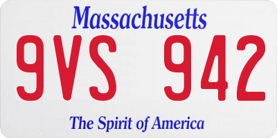 MA license plate 9VS942