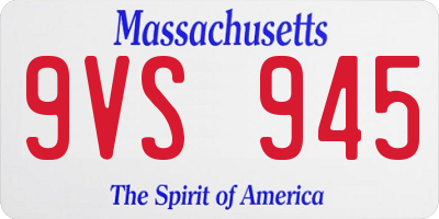 MA license plate 9VS945