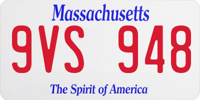 MA license plate 9VS948
