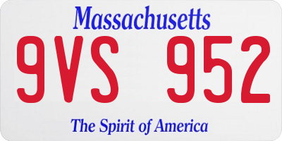 MA license plate 9VS952